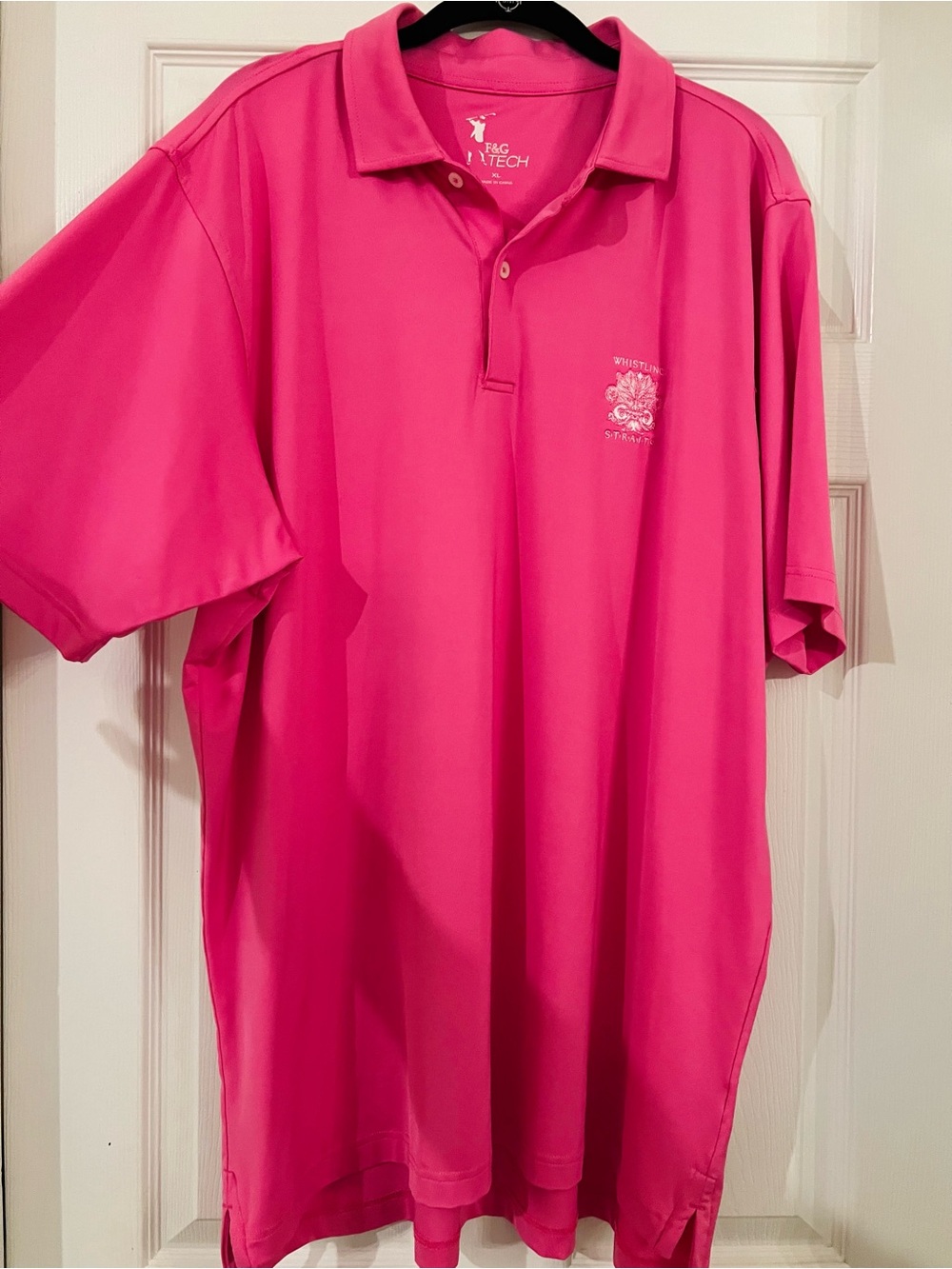 F&G TECH Men's XL Polo Pink Short Sleeve Whistling Straits Embroidered Logo